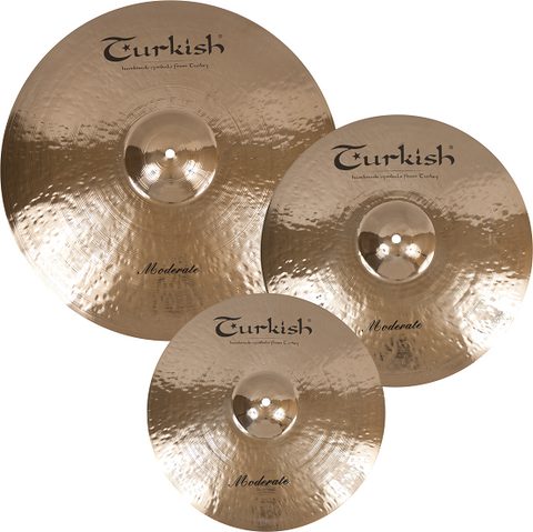 Kit de Pratos De Bateria Turkish Moderate HiHat 14" + Crash 16" + Ride 20" + Bag Cortesia